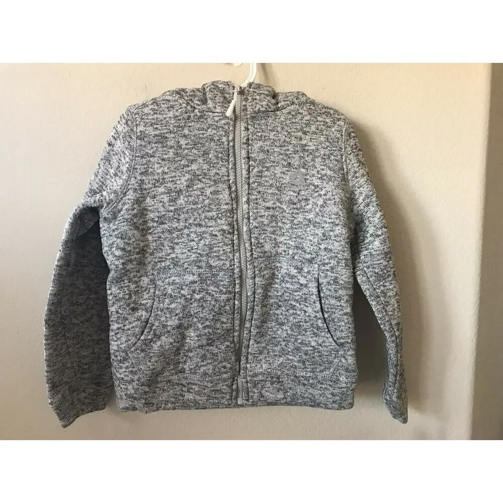 Reebok Gray Oatmeal Sherpa Fleece Lined Zip Up Girls’ Hoodie Jacket Size 5/6